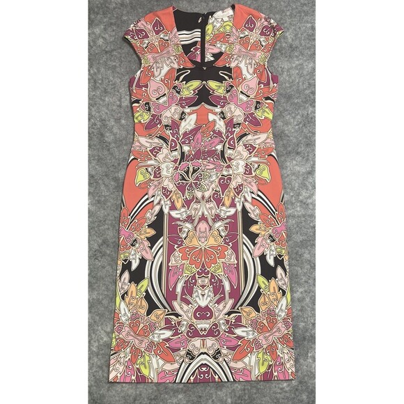 Etcetera Sheath Dress Women's 8 Orange Multicolored Colorful Floral Abstract - Picture 1 of 16
